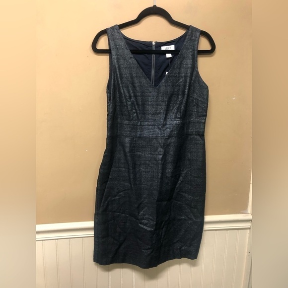 Ann Taylor Loft Blue Metallic Tweed Dress Size 8 Petite NWT - Picture 1 of 6